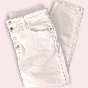 J Crew Womens Jeans Sz 33 White Button Front Fly Straight Stretch Summer Vintage